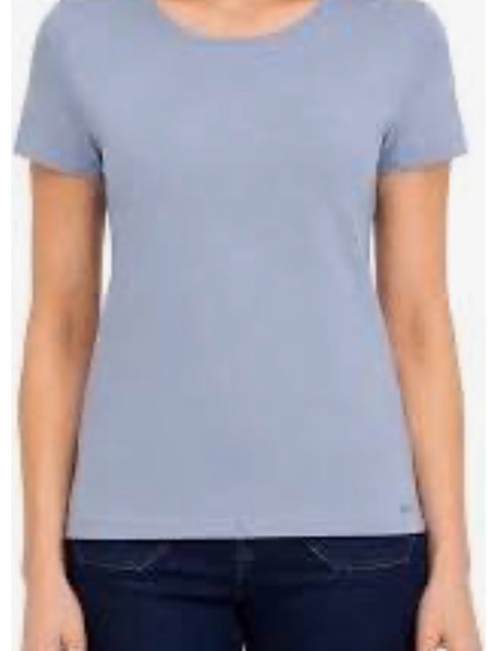 Dkny Organic Cotton Women's Short-Sleeve Crewneck Tee in Pale Blue
